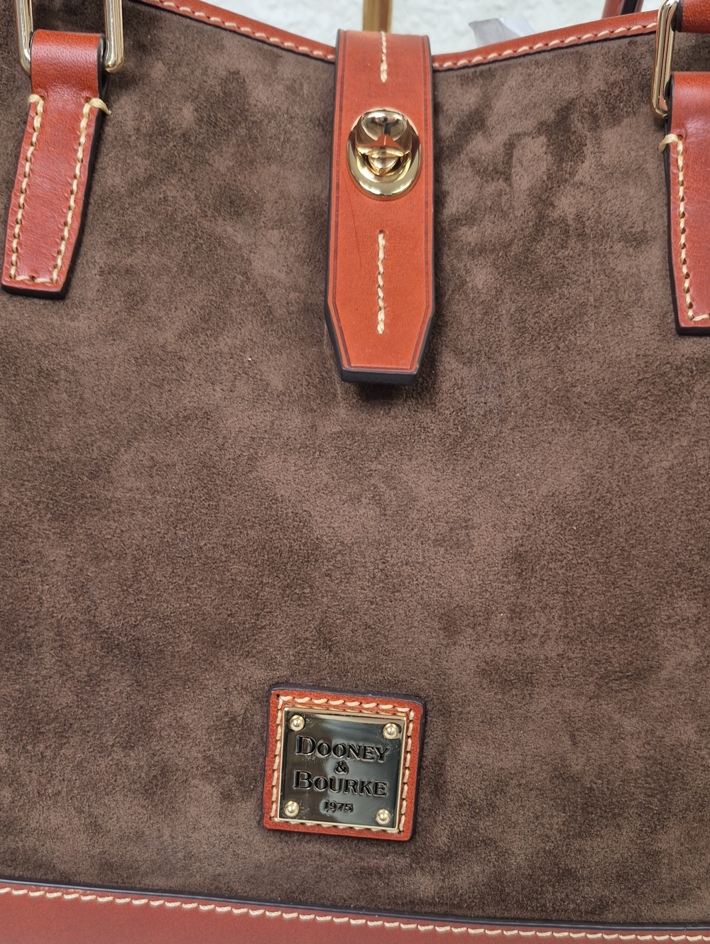 Dooney & Bourke Brown Suede Satchel with Tan Leather Trim Nwt Perry Satchel - Picture 3 of 16